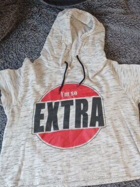 On Fire Large Hoodie Crop Top Shirt Long Sleeve I'm So Extra Graphic
